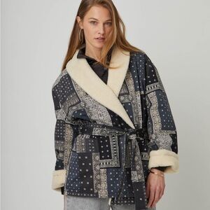 Overlover Bandana Print Jacket with Sherpa